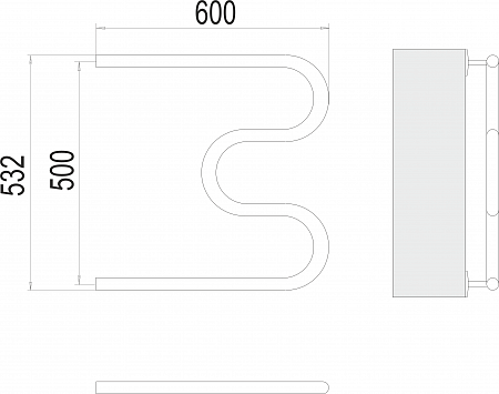 М-обр AISI 32х2 500х600 Полотенцесушитель  TERMINUS Владивосток - фото 3