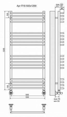 Арт П18 500х1200 Полотенцесушитель TERMINUS Владивосток - фото 3 Арт П18 500х1200 Полотенцесушитель TERMINUS Владивосток - фото 3