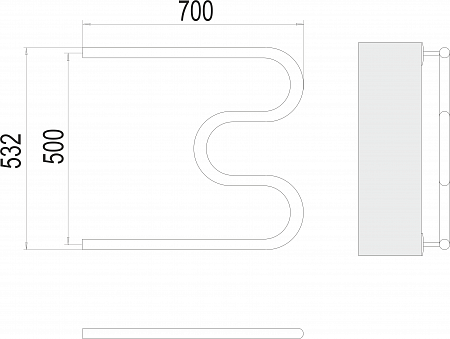 М-обр AISI 32х2 500х700 Полотенцесушитель  TERMINUS Владивосток - фото 3
