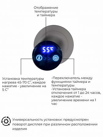 Рондо П2 350х760 электро Полотенцесушитель TERMINUS Оружейная сталь Владивосток - фото 5