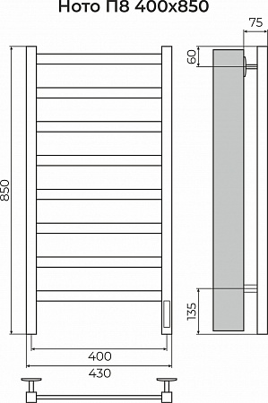 Ното П8 400х850 Электро (quick touch) Полотенцесушитель TERMINUS Владивосток - фото 3