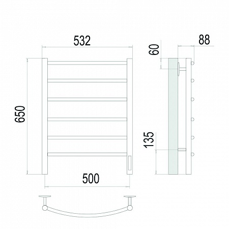 Классик П6 500х650 Электро Полотенцесушитель TERMINUS Сатин Владивосток - фото 4