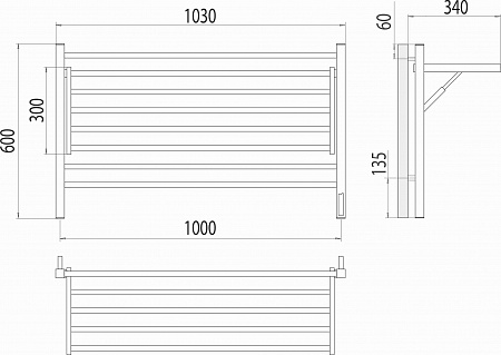 Горизонт П8 1000х600 электро КС ЧЕРНЫЙ МУАР (sensor quick touch) Полотенцесушитель TERMINUS Владивосток - фото 5