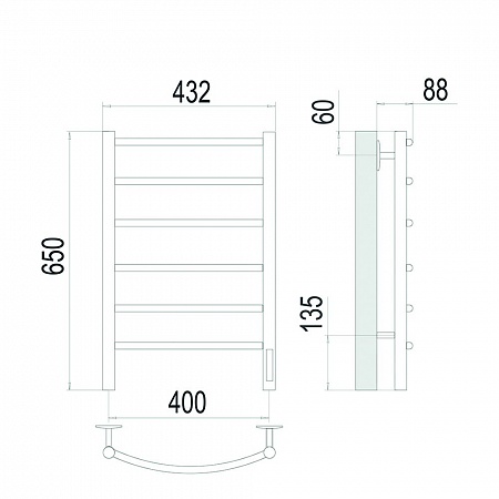 Классик П6 400х650 Электро (quick touch) Полотенцесушитель TERMINUS Сатин Владивосток - фото 4